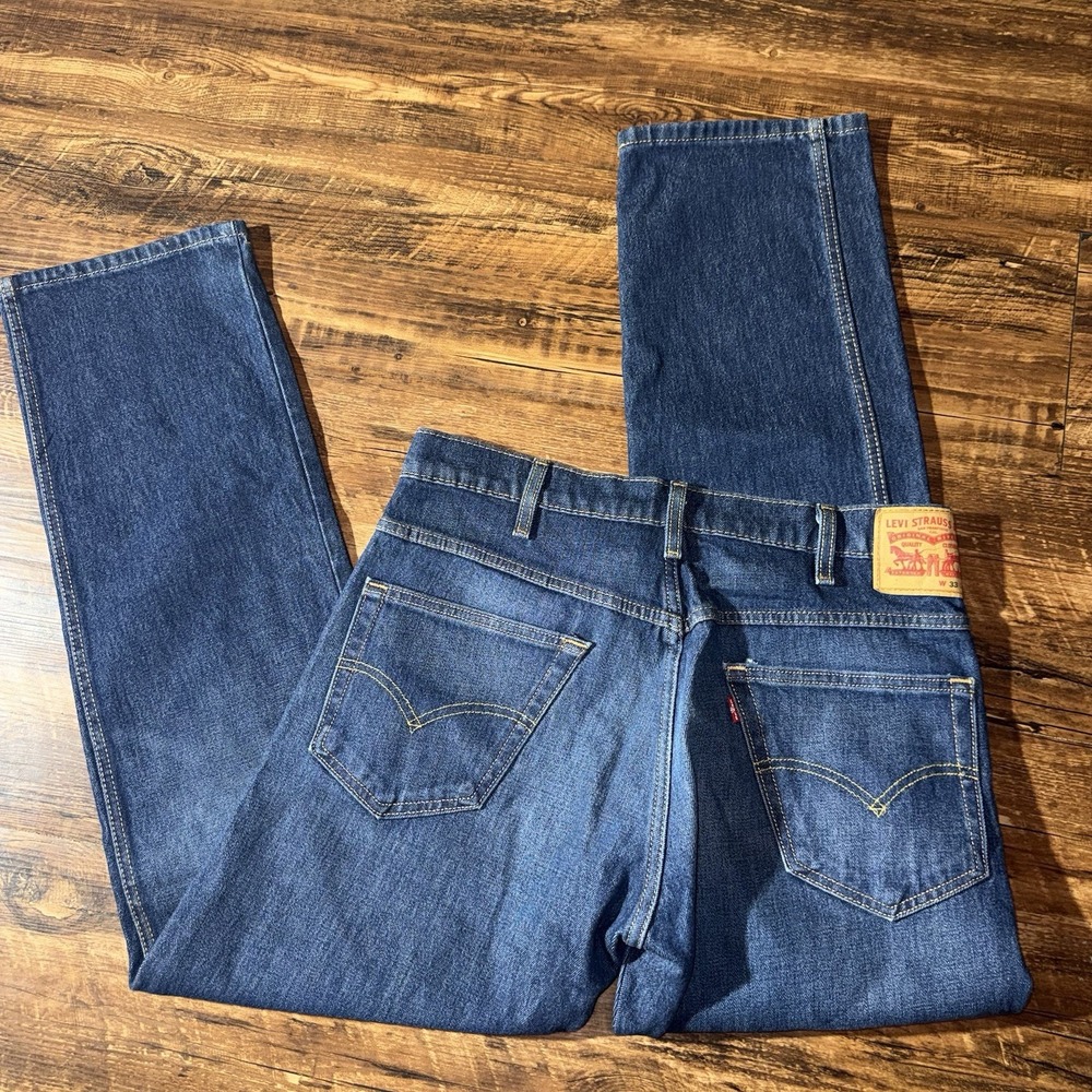Levi's Straight Leg Western Cut Dark Wash Blue Jeans Men's 33x32